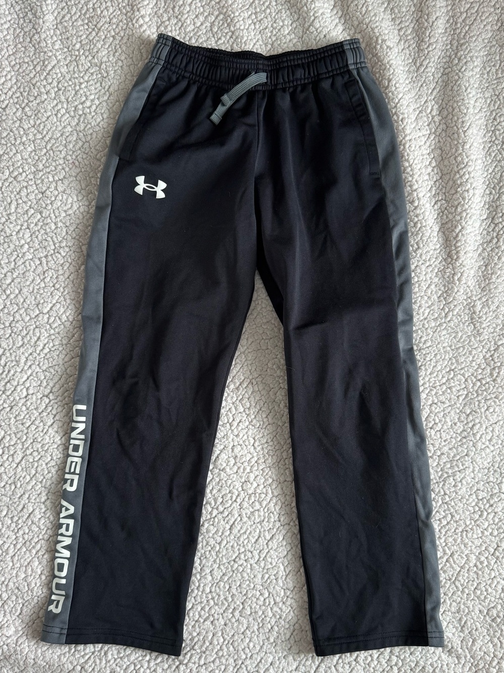 Under Armour Black and Gray Kids Track Pants